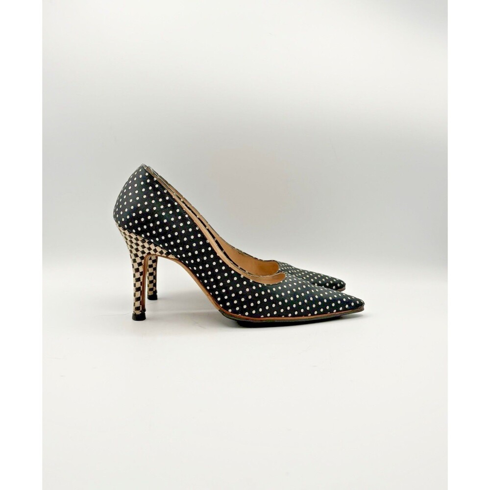 Manolo Blahnik Black & White Polka Dot Pointed Toe Stiletto Heels Size EU 38